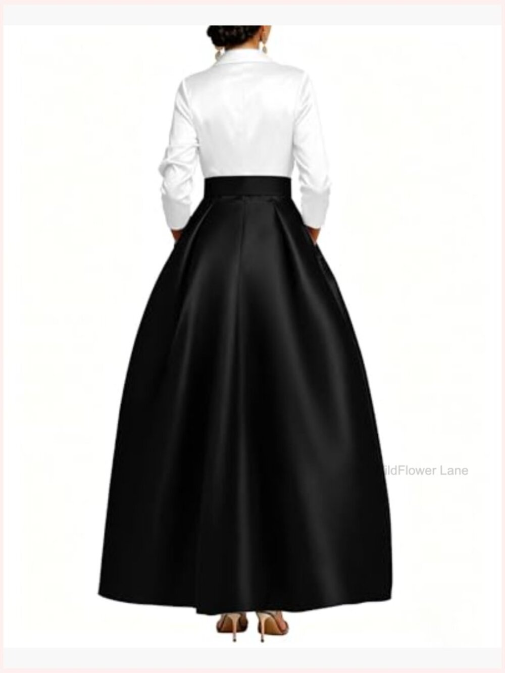 Satin Long Sleeve Prom Dress with Pockets Formal Evening Gown - Picture 2 of 7